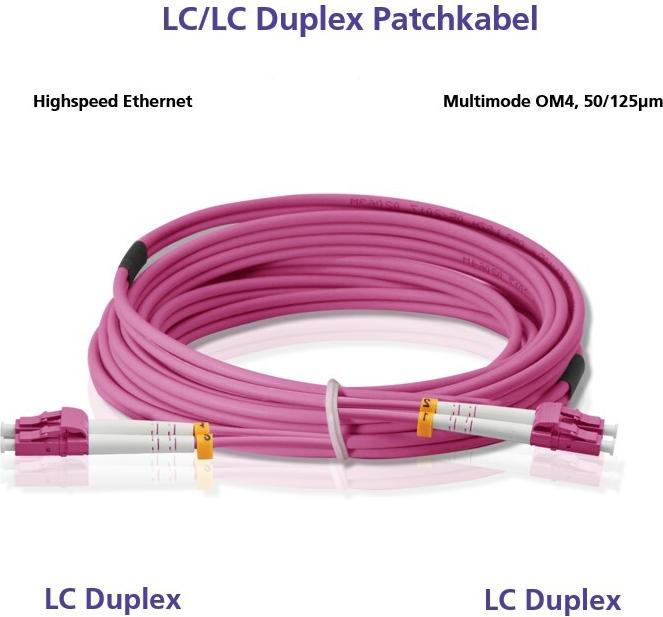 Helos LWL Patchkabel OM4 LC Duplex 2 m Erikaviolett