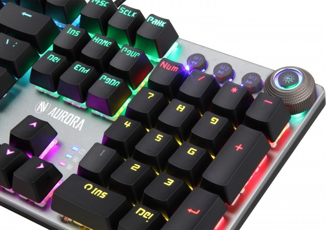 iBox AURORA K-4 Gaming-Tastatur USB QWERTY RGB Schwarz, Silber