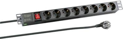 EFB-Elektronik 19- 1HE Steckdosenleiste 8 x CEE 7/3 mit Schalter, im Aluprofil, schwarz Hersteller: EFB Elektronik (EK631DE.2)