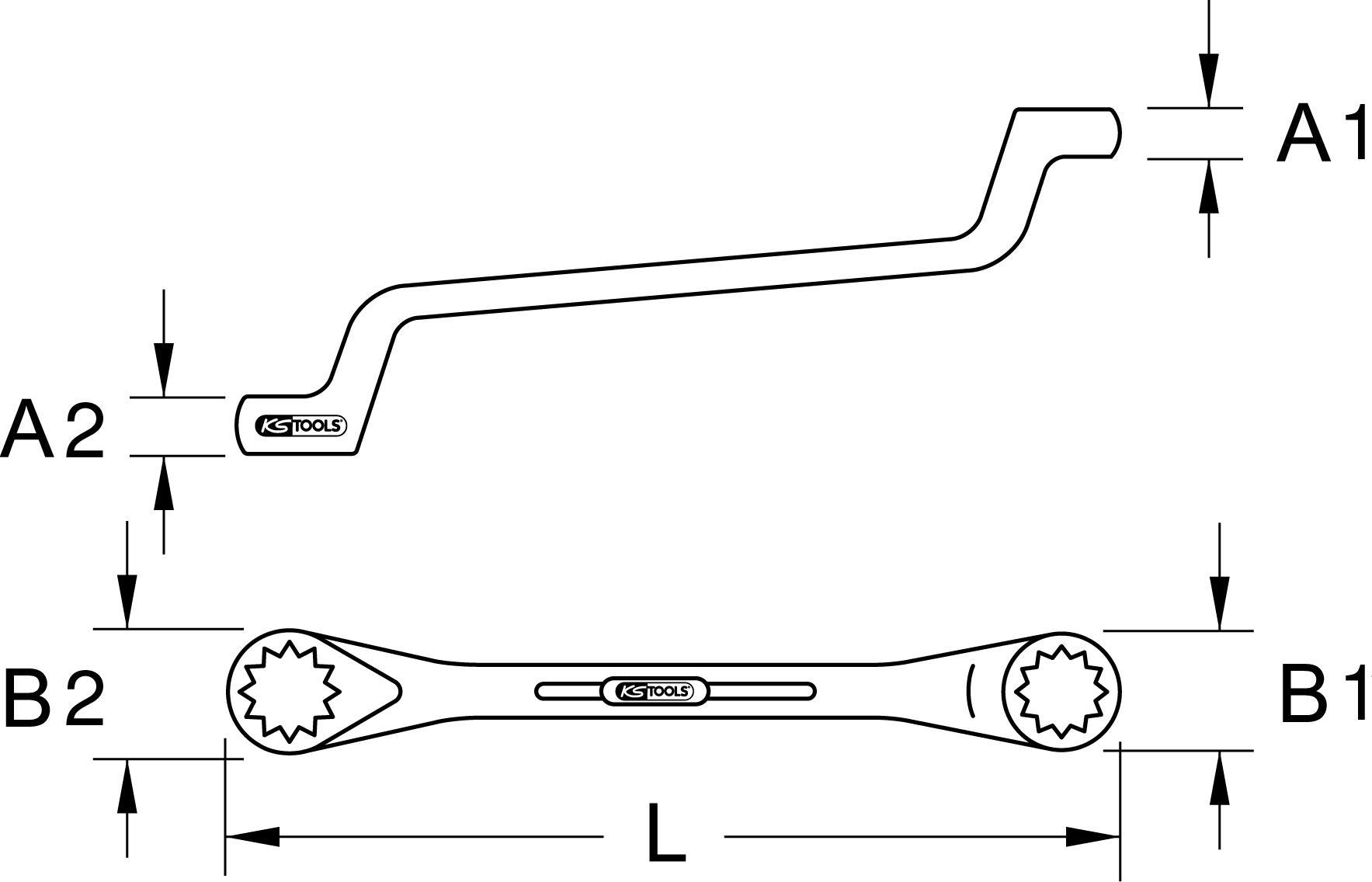KS TOOLS CLASSIC Doppel-Ringschlüssel, gekröpft, 1/2x9/16 (517.0885)