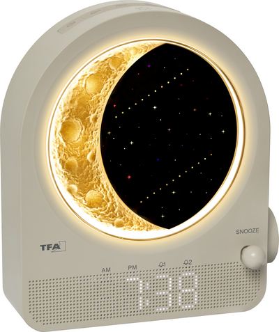 TFA Dostmann 60.2053.15 Quarz Lichtwecker Hellgrau Alarmzeiten 2 Ambiente Licht (60.2053.15)