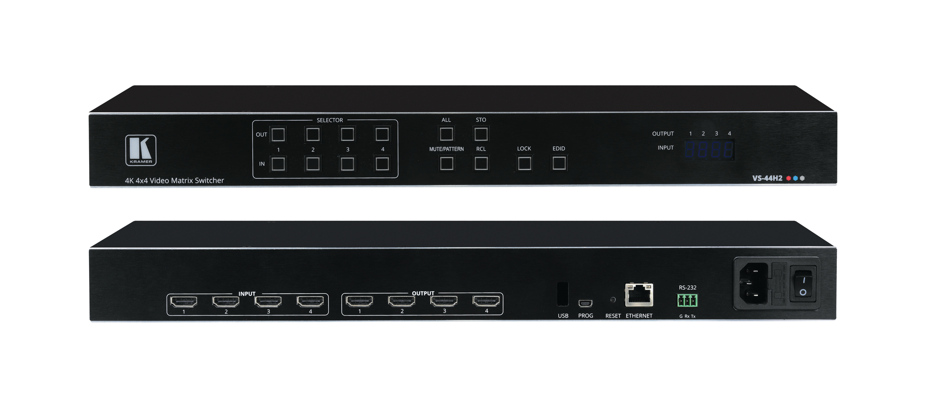 Kramer VS-44H2 4x4 4K HDR HDCP 2.2 HDMI Matrix Schwarz