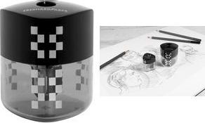 EBERHARD FABER Doppel-Spitzdose WINNER,transparent/anthrazit aus Kunststoff, dreiflächig, geeignet für Standard & Jumbo - 1 Stück (585140)