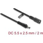 Delock DC Verlängerungskabel 5,5 x 2,5 mm Stecker zu Buchse mit Bajonettverschluss 18 AWG, 2 m schwarz (67393)