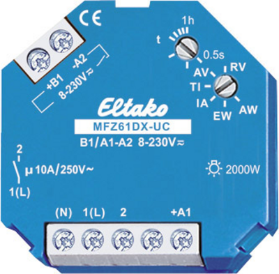 ELTAKO Multifunktionszeitrelais MFZ61DX-UC Doseneinbau 8-230VUC 0,5s-1h 2000W MFZ61DX-UC (61100604)