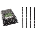 PAPSTAR Papier-Trinkhalm "pure", 150 mm, schwarz / weiß aus Papier, Länge: 150 mm, Durchmesser: 7 mm, nachhaltig - 1 Stück (87980)