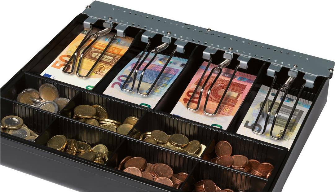 Safescan 3540 Tray Kasseneinsatz für SD-3540, 4 verstellbare Geldscheinfächer, Metall, Schwarz