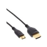 InLine® HDMI Mini Superslim Kabel A an C, High Speed HDMI® Cable with Ethernet, schwarz / gold, 1,8m (17502C)