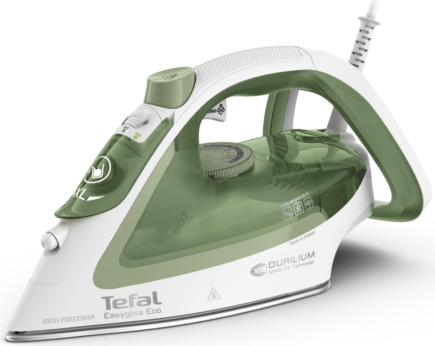 Tefal Easygliss Eco FV5781 Trocken- & Dampfbügeleisen Durilium AirGlide soleplate 2800 W Weiß - Grün (FV 5781)