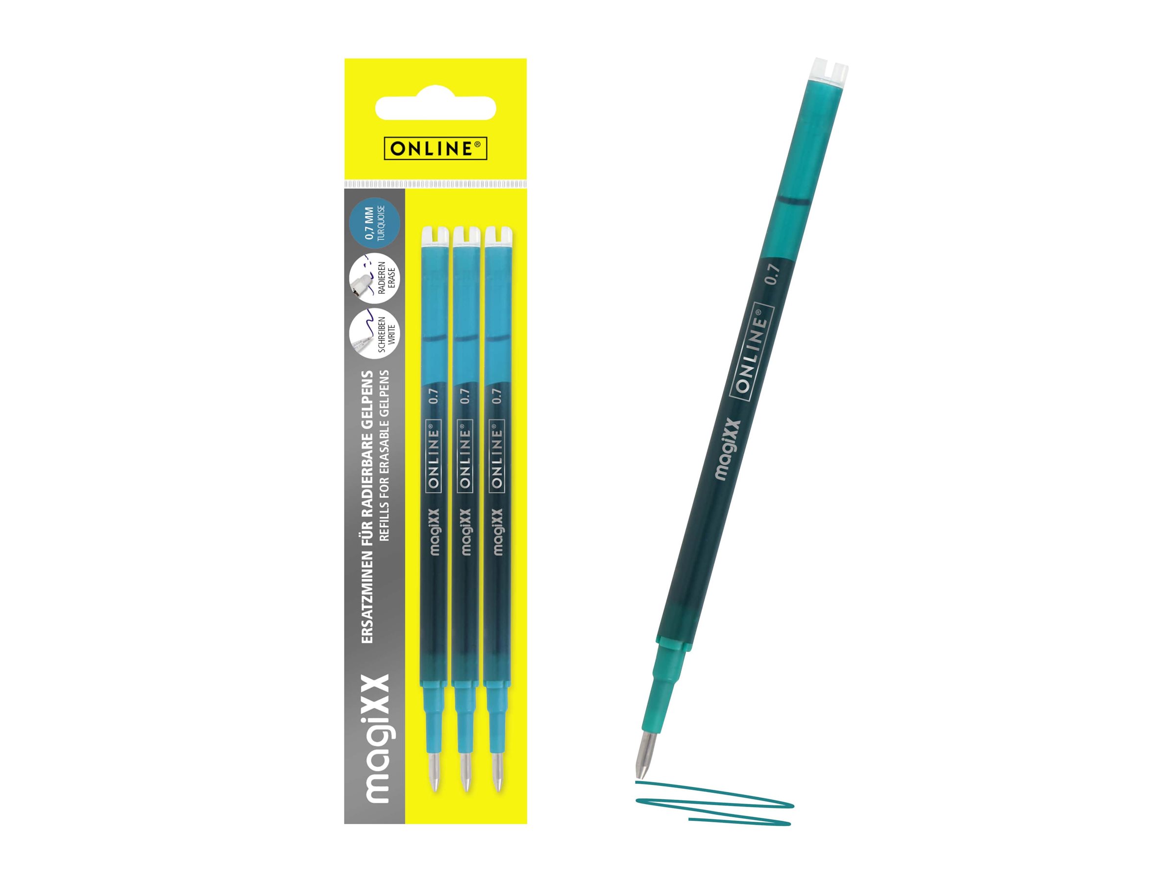 ONLINE magiXX Gelschreibermine 0,7 mm Türkis 3 St.