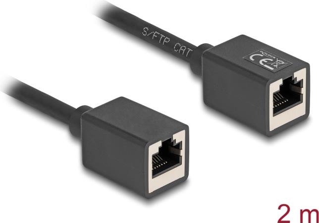 Delock Netzwerk Verlängerungskabel Kupplung RJ45 Buchse zu Cat.6A S/FTP 2 m (90331)
