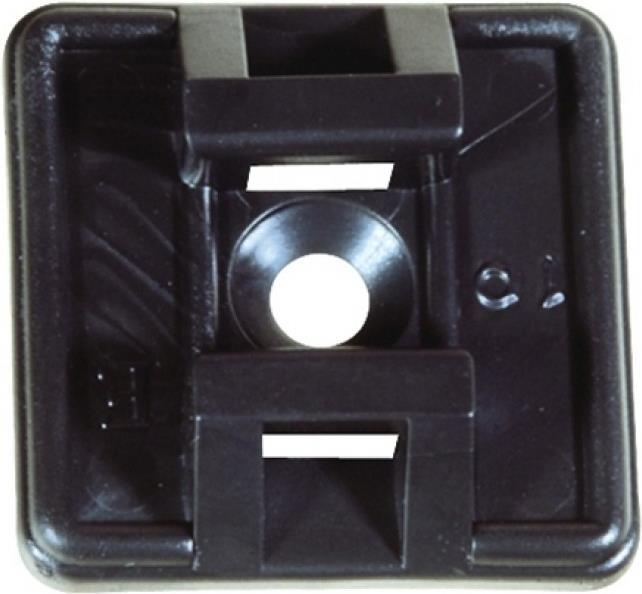 Befestigungssockel für Kabelbinder bis 4,8 mm Breite, schwarz, VE 100 Stück Selbstklebender Sockel zum Fixieren der Kabel mit Kabelbindern (690048S)
