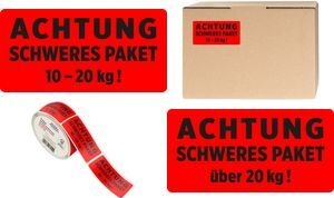 200 AVERY Zweckform Warnetiketten rot Â»ACHTUNG SCHWERES PAKET 10-20 kg!Â« 100,0 x 50,0 mm (7254)