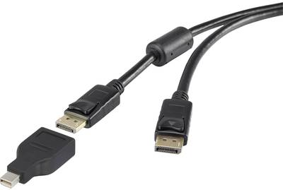 Renkforce DisplayPort Anschlusskabel [1x DisplayPort Stecker - 1x Mini-DisplayPort Stecker] 3 m Schwarz