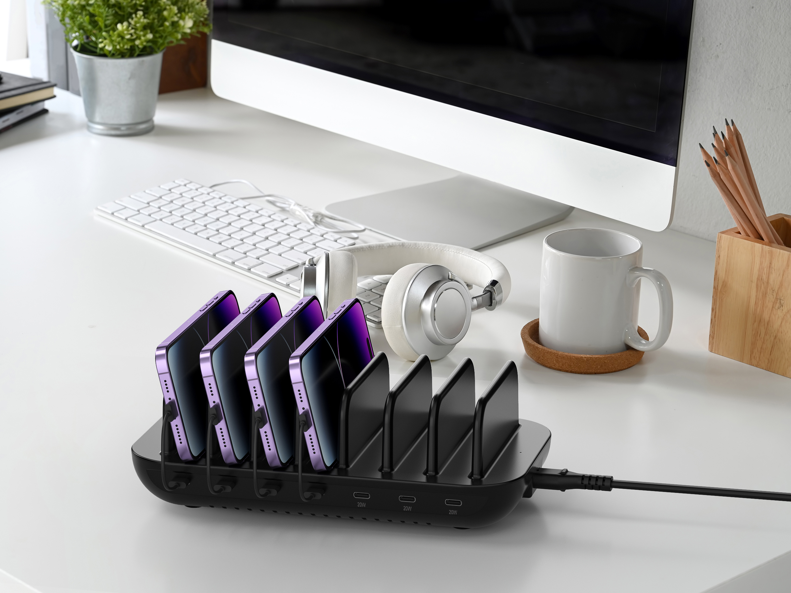 Conceptronic OZUL07B Ladestation 7x USB-C PD 3.0 160 W Schwarz