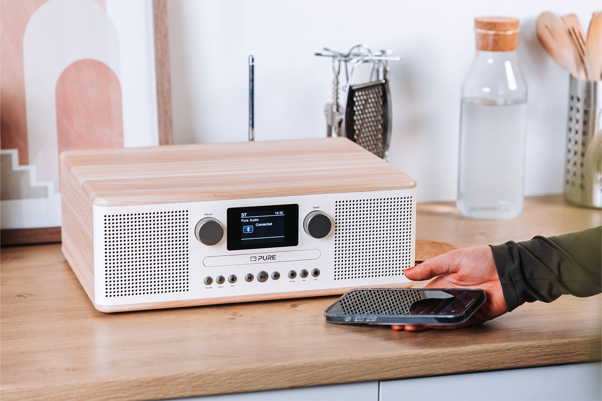 Pure Classic C-D6 Audiosystem 30 Watt Bluetooth DAB+ Cotton White, Oak