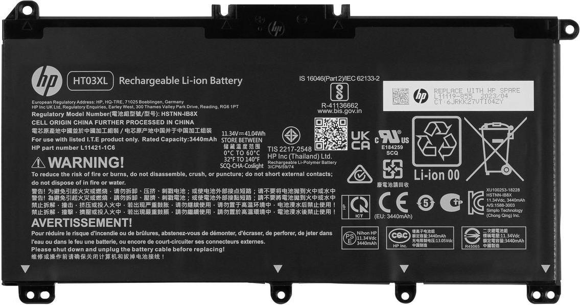 HP Notebook-Akku HT03041XL 3-Zellen 41 Wh 11,55 V Li-Ion Pavilion 14/15/17