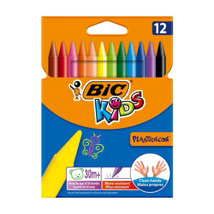 BIC KiDS Plastidecor Wachsmalkreide 12er Kartonetui