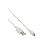 InLine® Micro-USB 2.0 Kabel, USB-A Stecker an Micro-B Stecker, weiß, 2m (31720W)