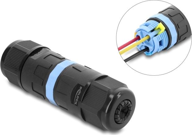 Delock Kabelverbinder mit Klemmverbindung 3 Pin, IP68 wasserdicht für Kabeldurchmesser 5 (87243)