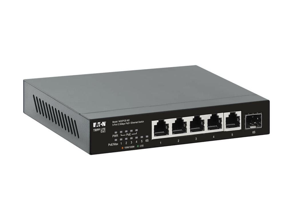 Eaton Tripp Lite Series Desktop Gigabit Unmanaged Switch 5-Port 2.5 Gbps PoE+ 70W Schwarz