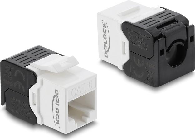 Delock Keystone Modul RJ45 Buchse zu LSA Cat.6 UTP werkzeugfrei schwarz (90802)
