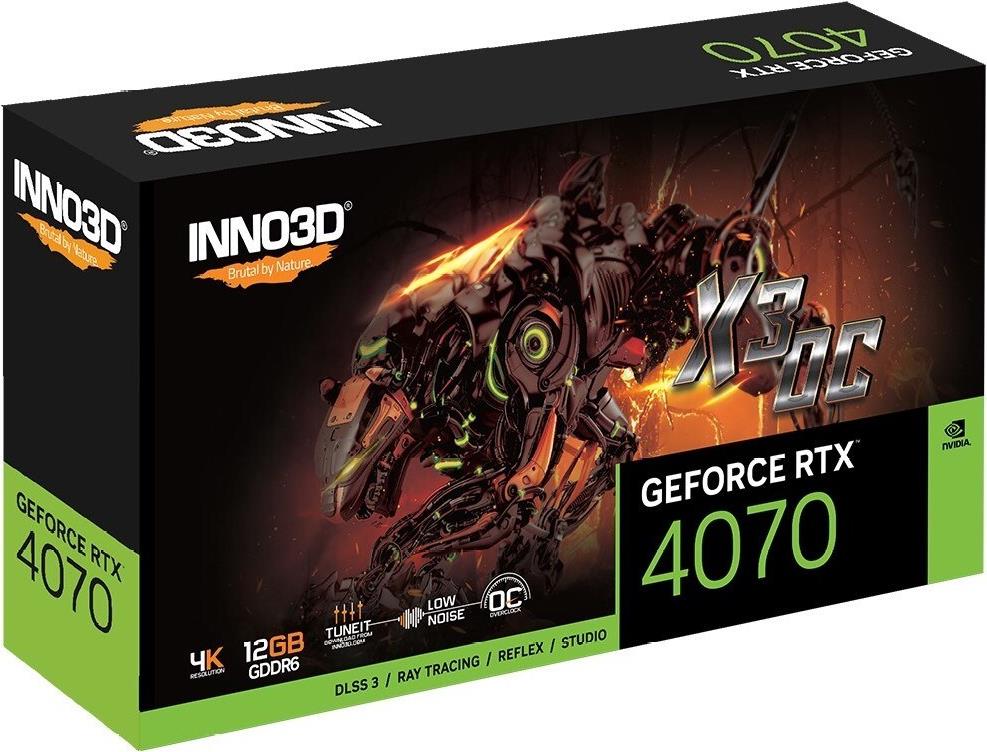 Inno3D GeForce RTX 4070 X3 OC 12GB GDDR6 3xDP 1xHDMI - 12.288 MB (N40703-12D6X-179052L)