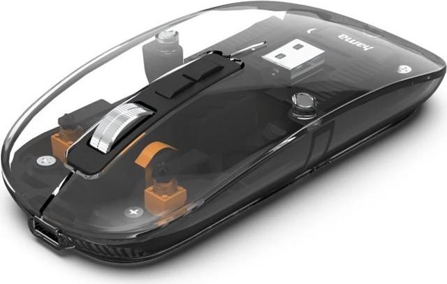 Hama WM-600 Multi-Device Maus kabellos Bluetooth 5.0 2.4 GHz Transparent