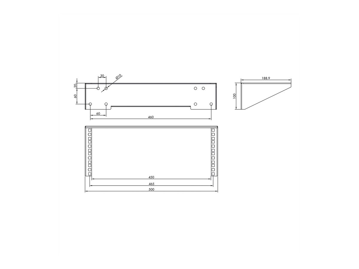 VALUE 19" Wand- und Untertischhalterung 4HE Schwarz