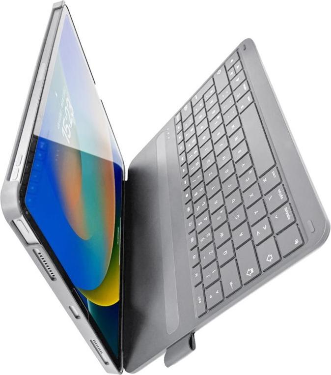 DEQSTER Slim Pro Tastatur und Foliohülle für iPad 10,9" Bluetooth QWERTZ Grau