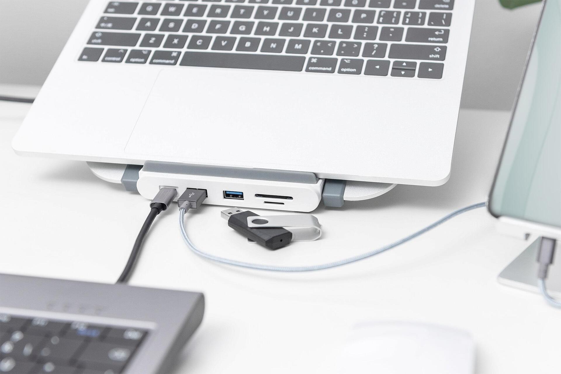Digitus Variabler Notebook-Ständer mit integrierter USB-C Docking Station