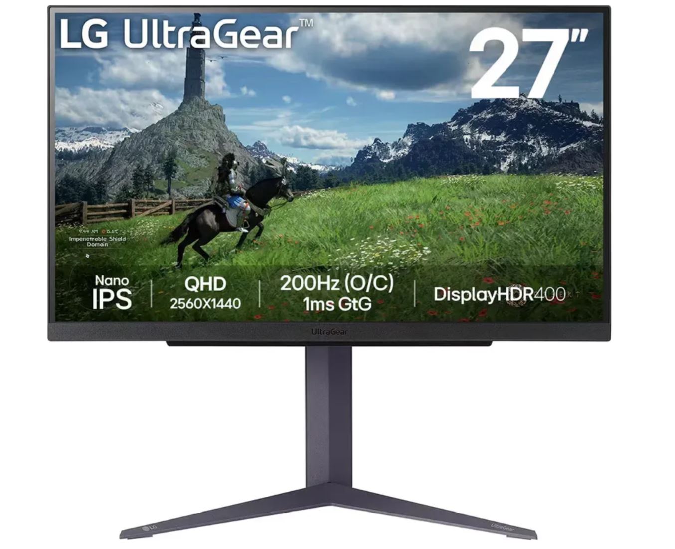 LG Ultragear 27GS85Q-B Gaming-PC-Monitor 27 Zoll - IPS-Panel QHD-Auflösung (2560 x 1440), 1 ms 180 Hz (200 Hz O/C), DisplayHDR 400, DCI-P3 98% (CIE1976), AMD FreeSync, NVIDIA G-Sync kompatibel [Energieklasse F] (27GS85Q-B.AEU)