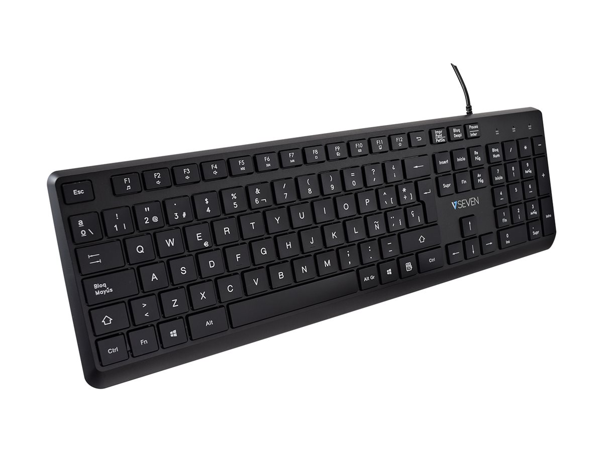 V7 Pro KU350ES Kabelgebundene Tastatur USB QWERTY Spanisch Schwarz