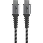 Goobay USB-C™ auf USB-C™ Textilkabel mit Metallsteckern (space grau/silber) 2 m, 2 m, Schwarz-Grau - elegantes und extra-robustes Verbindungskabel für Geräte mit USB-C™ Anschl (49303)