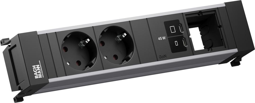 Bachmann POWER FRAME Steckdosenleiste 2x CEE7/3 1x USB-C/C 45W 1x CM 0,2m Kabel