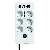 Eaton Protection Box 6 Tel@ USB DIN - Steckdosenleiste mit Überspannungsschutz (6-Fach Schuko Buchse, schaltbar, Telefonschutz und USB Ausgänge) - weiß (PB6TUD)
