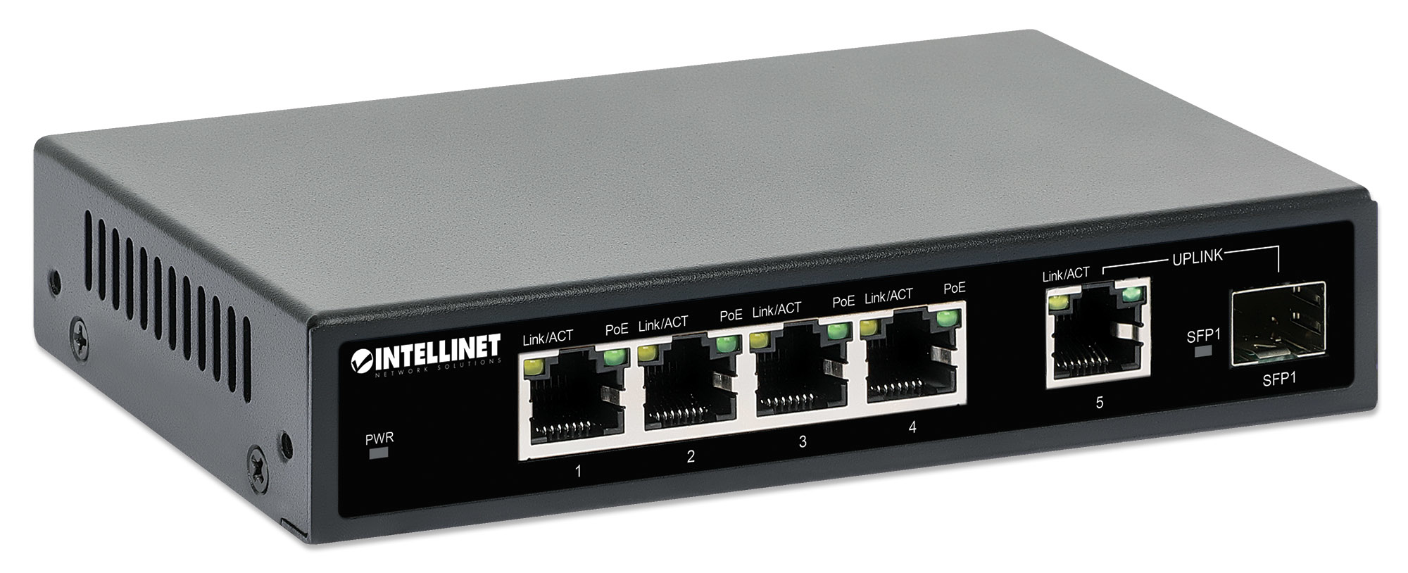 Intellinet 5-Port Gigabit PoE+ Switch mit SFP 91W Schwarz