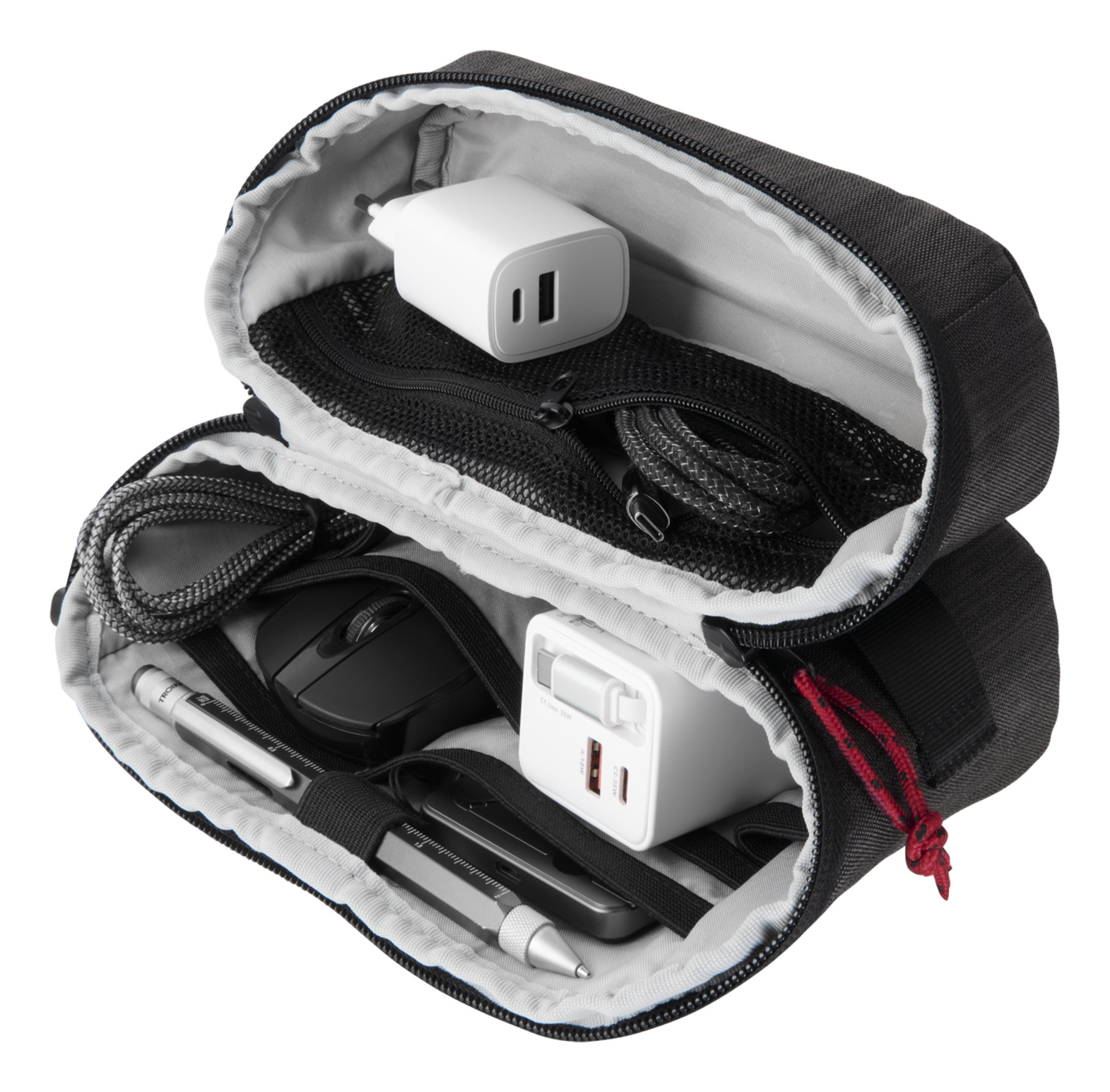 TROIKA BUSINESS TECH 2 GO Kabeltasche BBG72 Polyester Reißverschluss 70 x 200 x 190 mm Schwarz/Grau