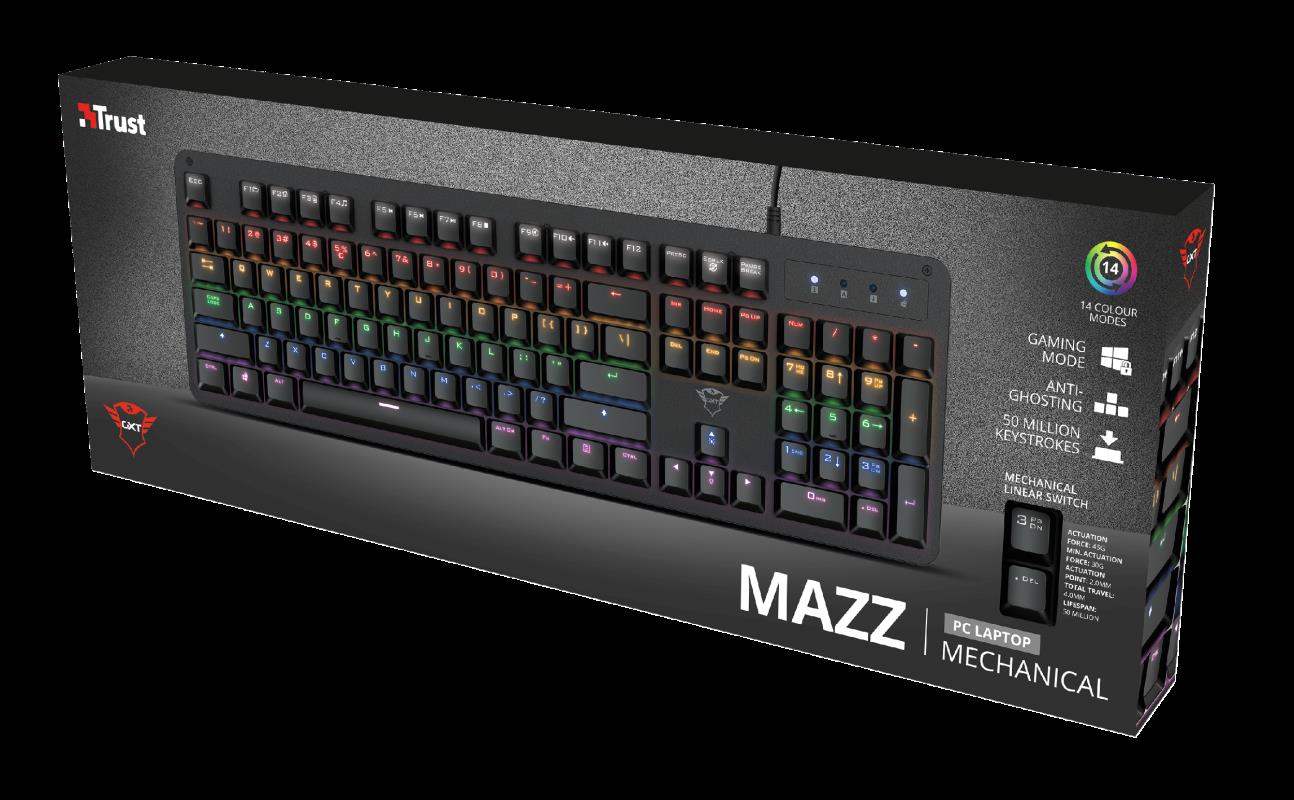 Trust GXT 863 Mazz Tastatur USB Schwarz (24201)