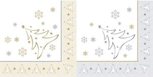 PAPSTAR Weihnachts-Motivservietten "X-Mas Elegance", silber aus Tissue, 1/4 Falz, 4-lagig, Maße: 400 x 400 mm, - 1 Stück (87105)