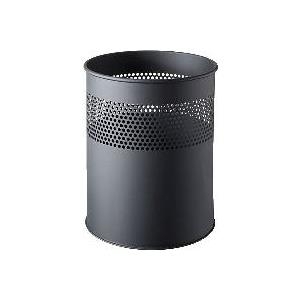 helit Stahl-Papierkorb, mit Lochdeckor, 15 Liter, schwarz rund, Durchmesser: 255 mm, Höhe: 310 mm (H2515795)