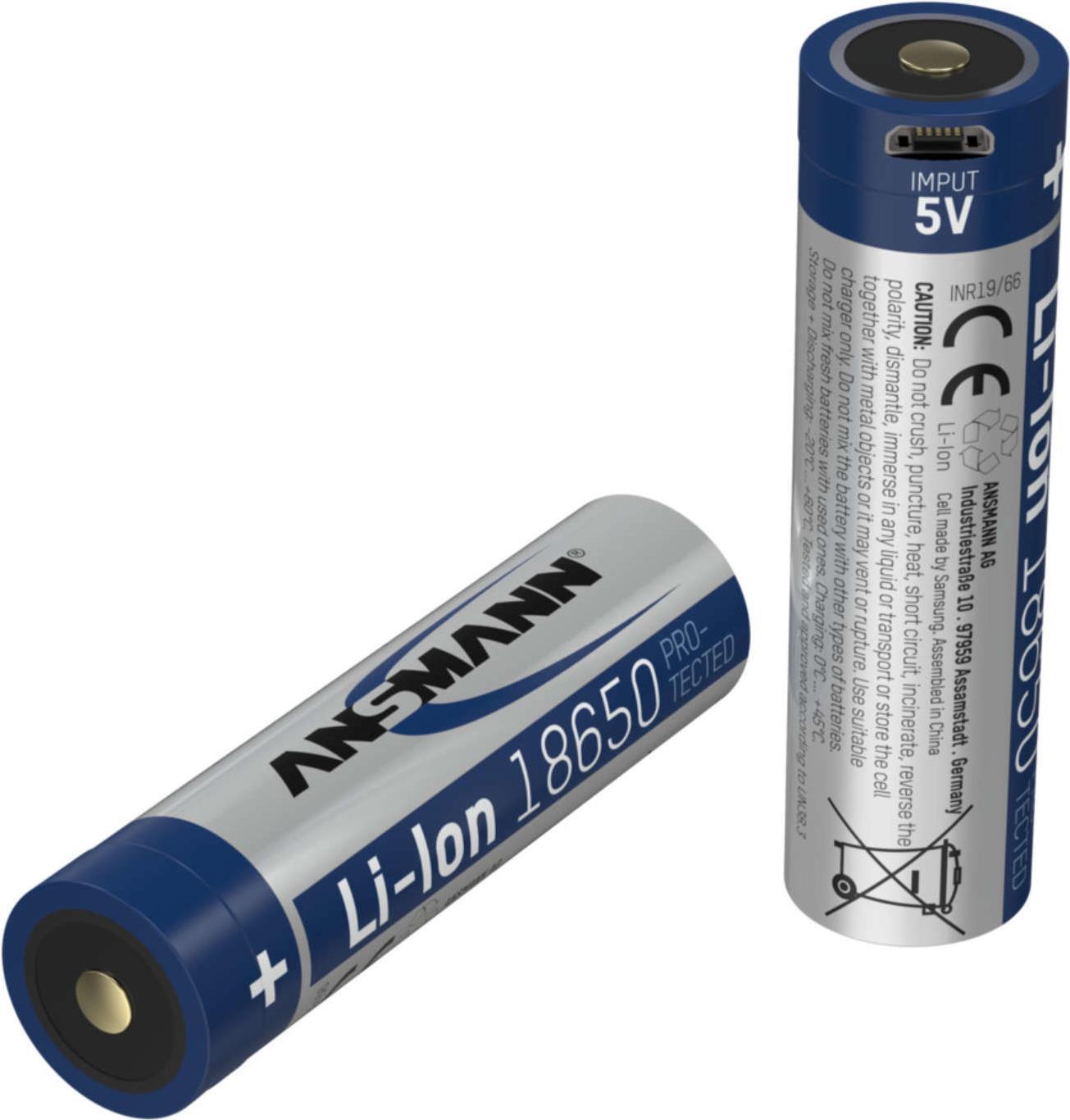 Ansmann 1307-0002 Haushaltsbatterie Wiederaufladbarer Akku 18650 Lithium-Ion (Li-Ion) (1307-0002)