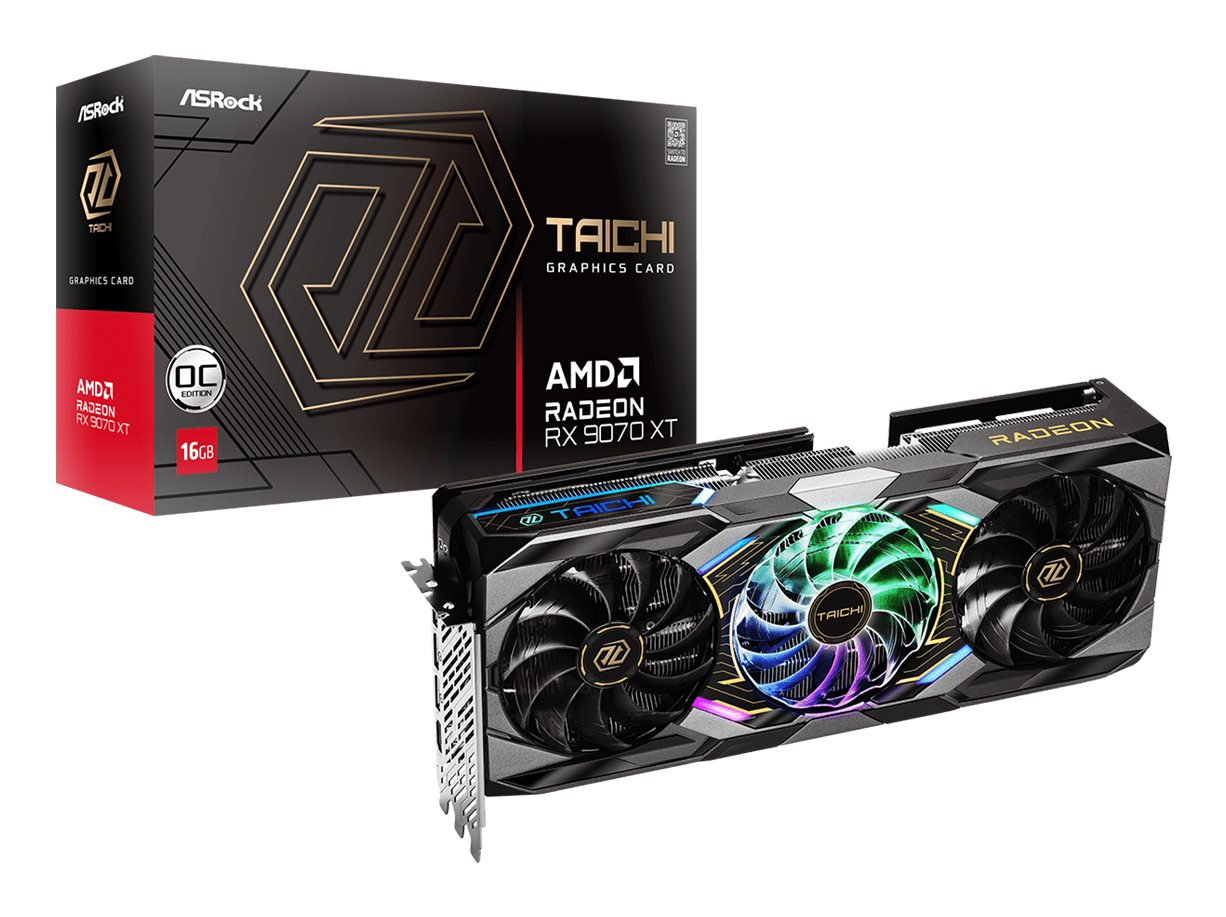 ASRock Radeon RX 9070 XT Taichi 16GB OC Grafikkarte Schwarz