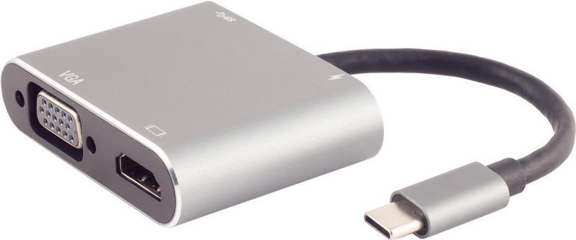 S/CONN maximum connectivity USB-DOCK--USB-C multiport Dockingstation, 4in1, HDMI, VGA, PD, Hub (14-05026)