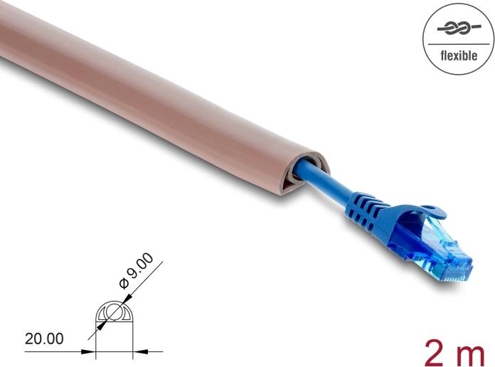 Delock Kabelkanal PVC flexibel 20 x 10 mm - Länge 2 m braun (20762)