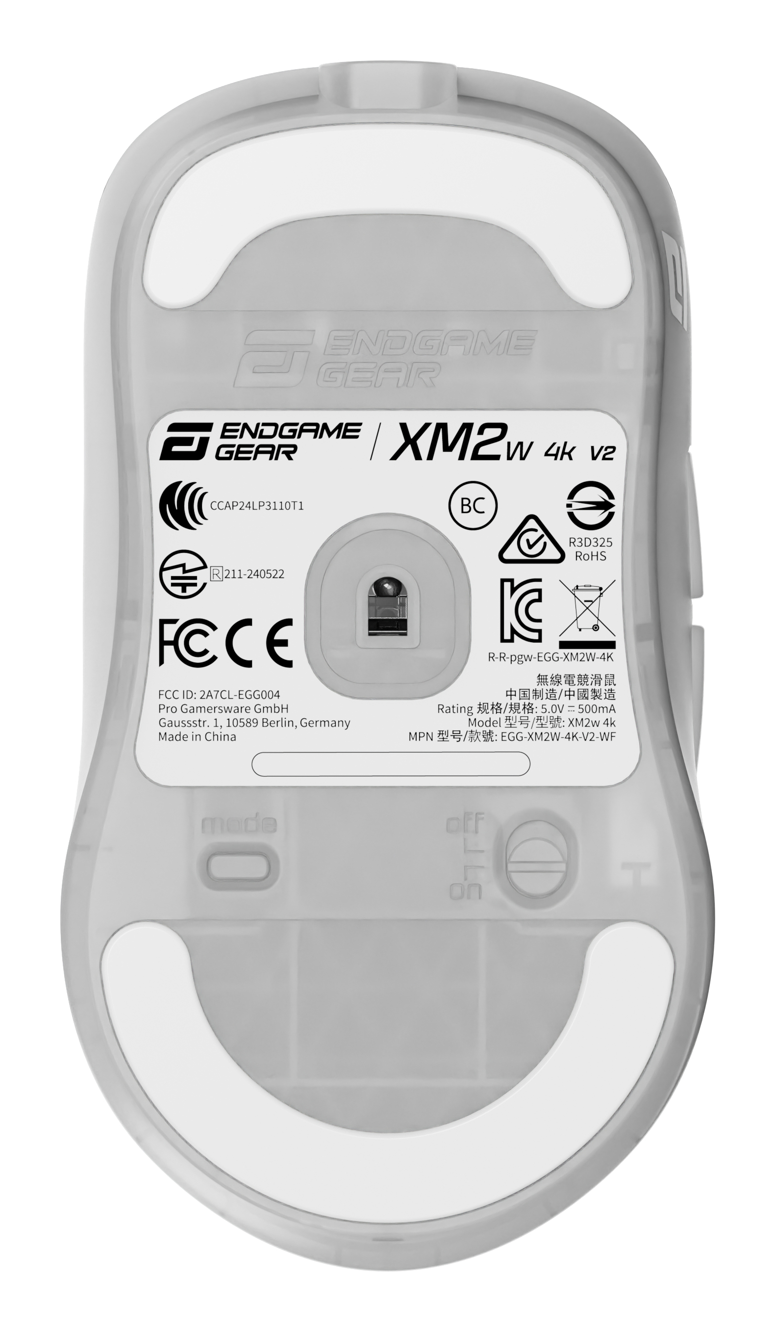 Endgame Gear XM2w 4k v2 Gaming Maus 30000 DPI Optisch White Frost