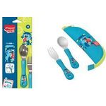 Maped PICNIK Besteck-Set WASCHBÄR, 3-teilig, blau Besteck Edelstahl mit Kunststoffgriff aus ABS, Griffe sind - 1 Stück (875001)