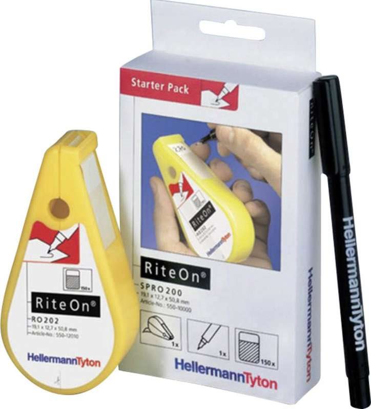 HellermannTyton RiteOn® Starter-Pack und befüllte Dispenser Etiketten je Blatt: 150 SPRO200-1401-WH Weiß Inhalt: 1 Set (550-14010)