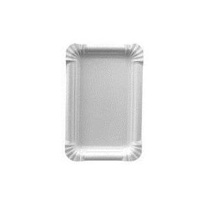 PAPSTAR Papp-Teller "pure" eckig, Maße: 110 x 175 mm, weiß aus 100% Frischfaserkarton, lebensmittelecht, kompostierbar - 1 Stück (11057)