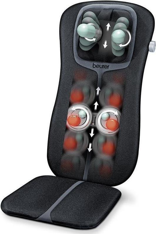 Beurer MG 254 Shiatsu-Sitzauflage, Nackenmassage, Massage des gesamten Rückens, schwarz/grau (MG 254) (geöffnet)